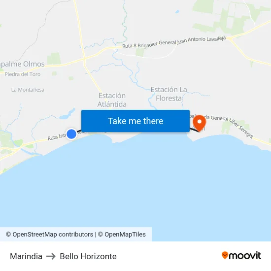 Marindia to Bello Horizonte map