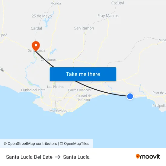 Santa Lucía Del Este to Santa Lucía map