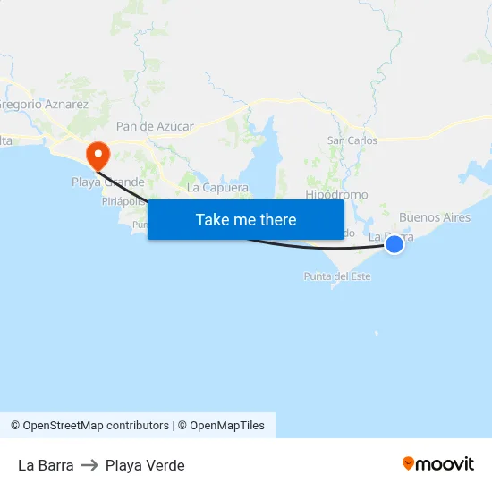La Barra to Playa Verde map