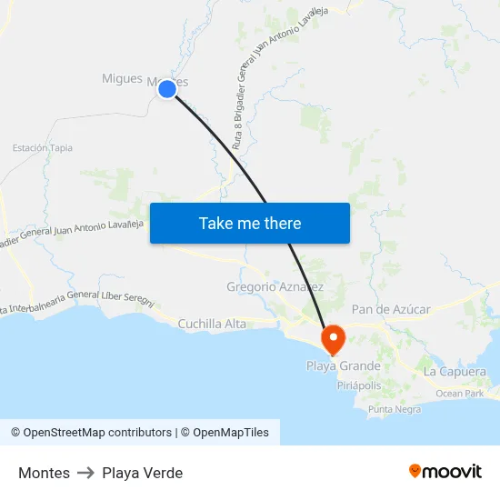 Montes to Playa Verde map