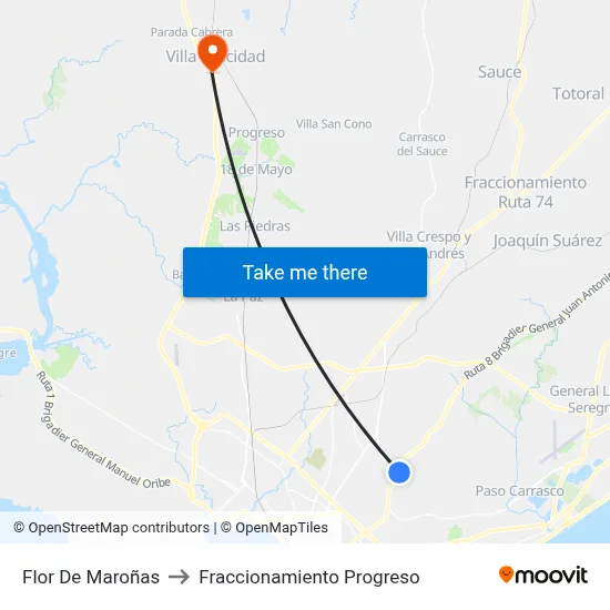 Flor De Maroñas to Fraccionamiento Progreso map