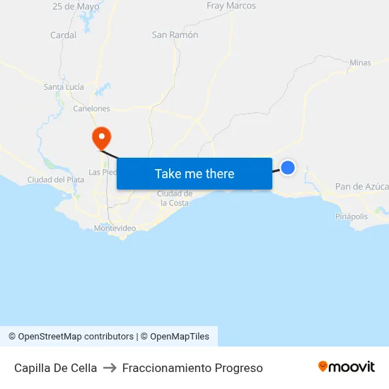 Capilla De Cella to Fraccionamiento Progreso map