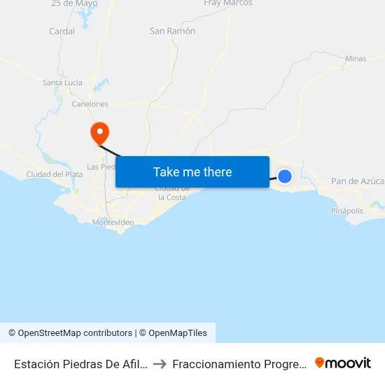 Estación Piedras De Afilar to Fraccionamiento Progreso map