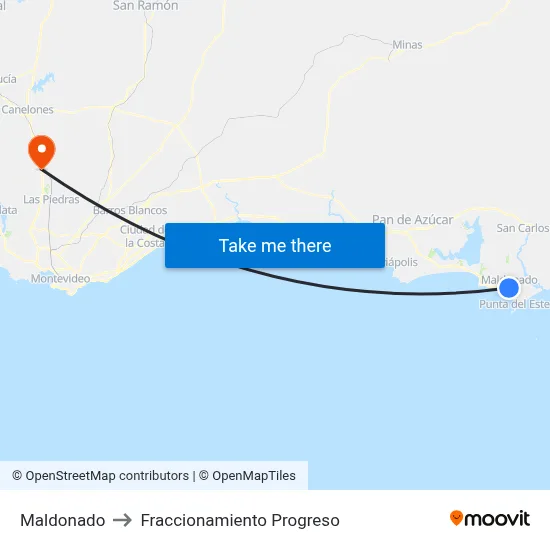 Maldonado to Fraccionamiento Progreso map