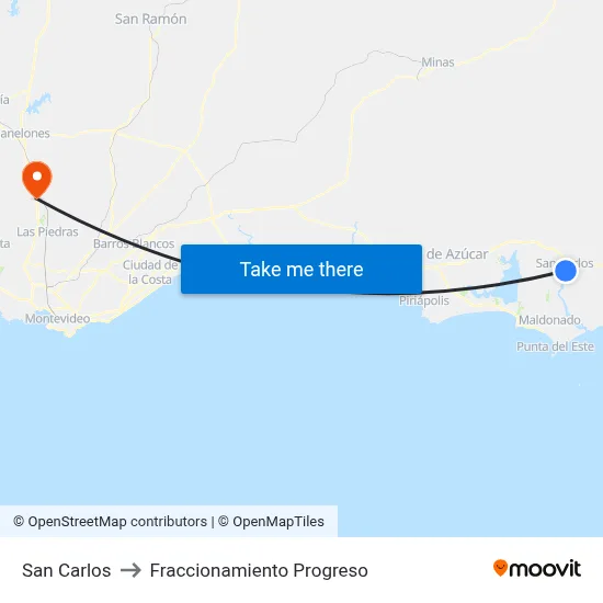 San Carlos to Fraccionamiento Progreso map