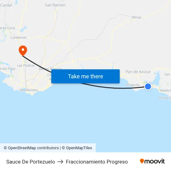 Sauce De Portezuelo to Fraccionamiento Progreso map