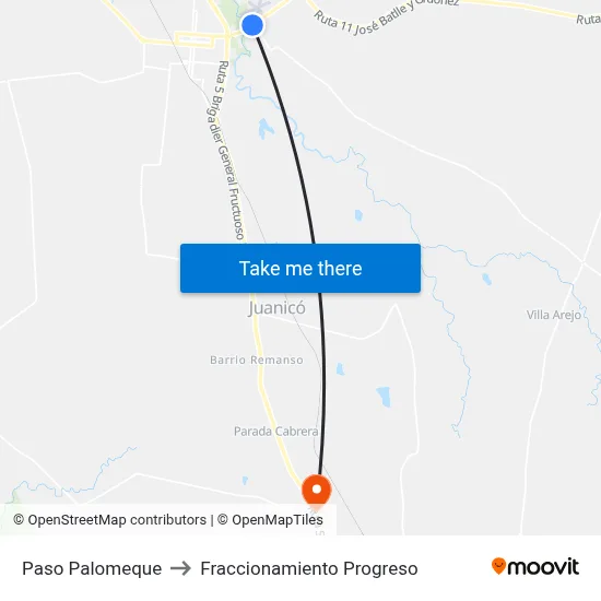 Paso Palomeque to Fraccionamiento Progreso map