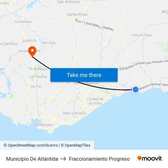 Municipio De Atlántida to Fraccionamiento Progreso map