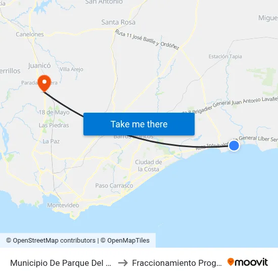 Municipio De Parque Del Plata to Fraccionamiento Progreso map