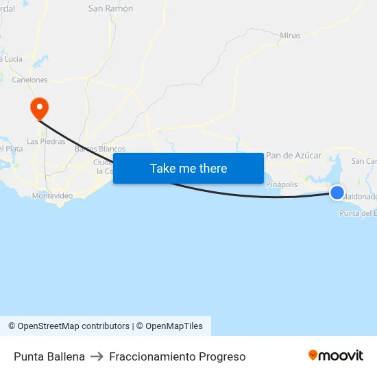 Punta Ballena to Fraccionamiento Progreso map