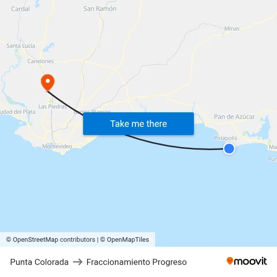 Punta Colorada to Fraccionamiento Progreso map