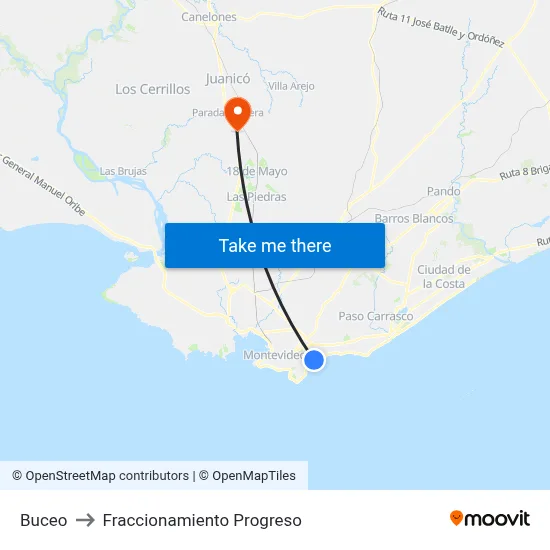 Buceo to Fraccionamiento Progreso map
