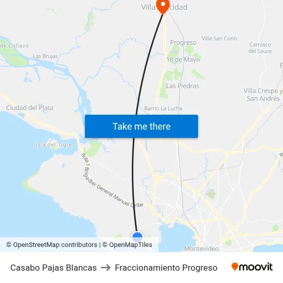 Casabo Pajas Blancas to Fraccionamiento Progreso map