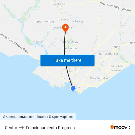 Centro to Fraccionamiento Progreso map