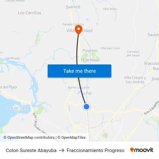 Colon Sureste Abayuba to Fraccionamiento Progreso map
