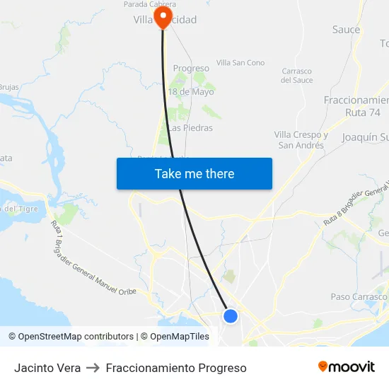 Jacinto Vera to Fraccionamiento Progreso map