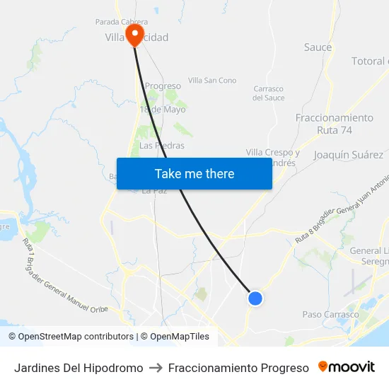 Jardines Del Hipodromo to Fraccionamiento Progreso map