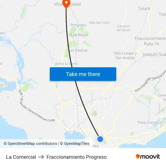 La Comercial to Fraccionamiento Progreso map