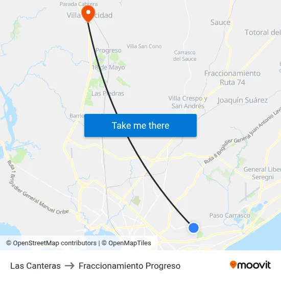 Las Canteras to Fraccionamiento Progreso map