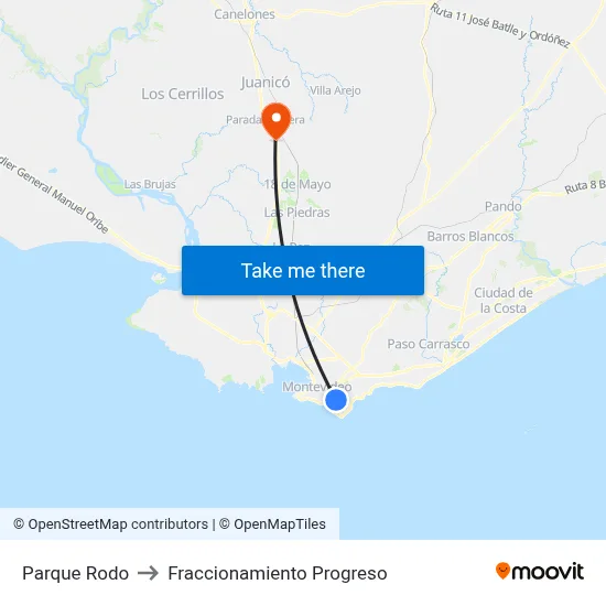 Parque Rodo to Fraccionamiento Progreso map