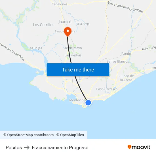 Pocitos to Fraccionamiento Progreso map