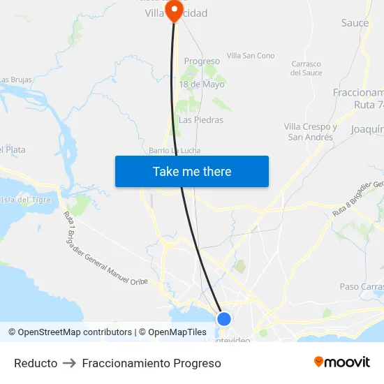 Reducto to Fraccionamiento Progreso map