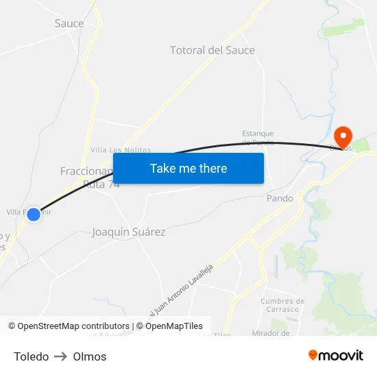 Toledo to Olmos map