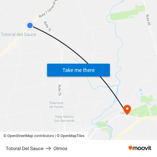 Totoral Del Sauce to Olmos map