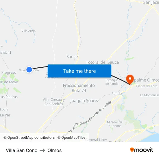 Villa San Cono to Olmos map