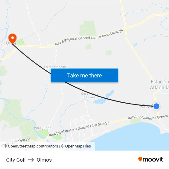 City Golf to Olmos map