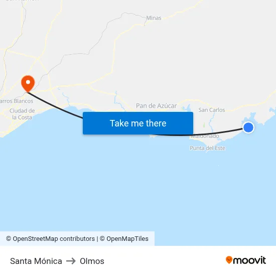 Santa Mónica to Olmos map