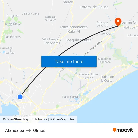 Atahualpa to Olmos map