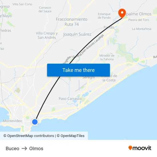 Buceo to Olmos map