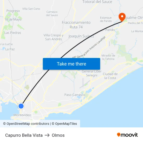 Capurro Bella Vista to Olmos map