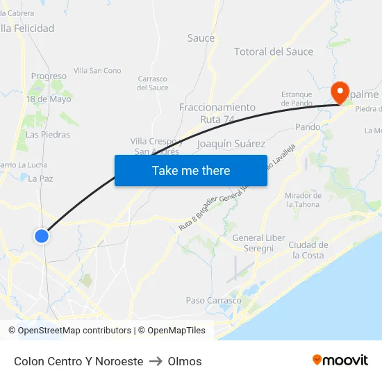 Colon Centro Y Noroeste to Olmos map
