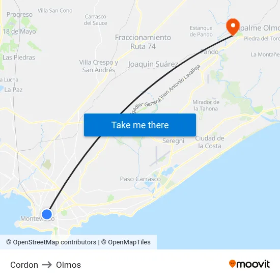 Cordon to Olmos map