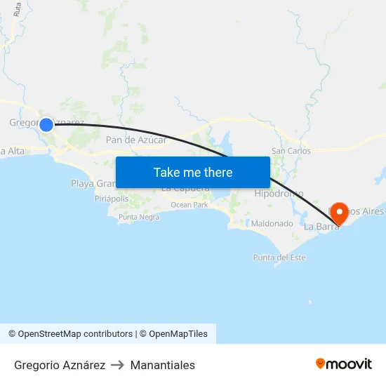 Gregorio Aznárez to Manantiales map