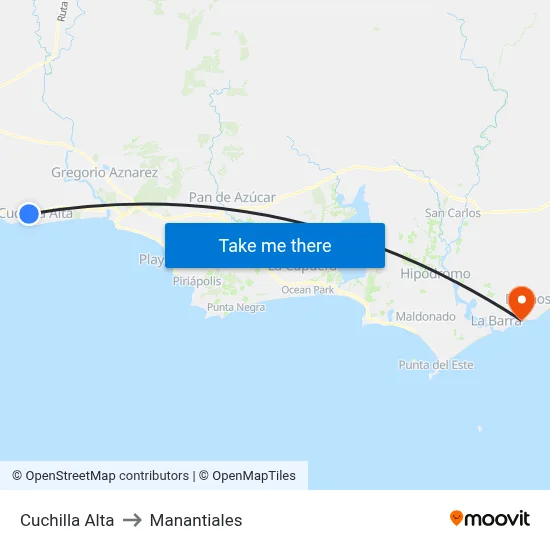 Cuchilla Alta to Manantiales map
