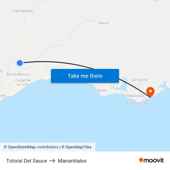 Totoral Del Sauce to Manantiales map