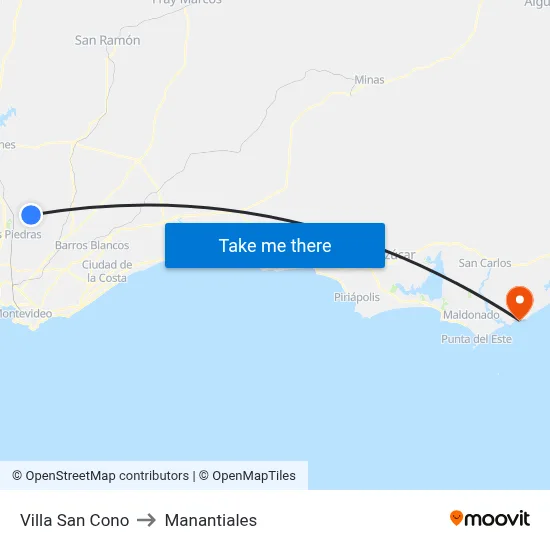 Villa San Cono to Manantiales map