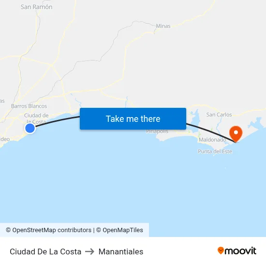 Ciudad De La Costa to Manantiales map