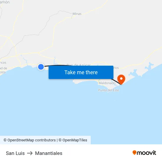 San Luis to Manantiales map