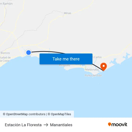Estación La Floresta to Manantiales map