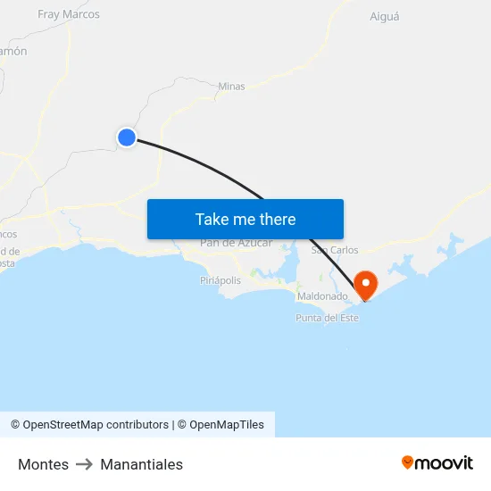 Montes to Manantiales map