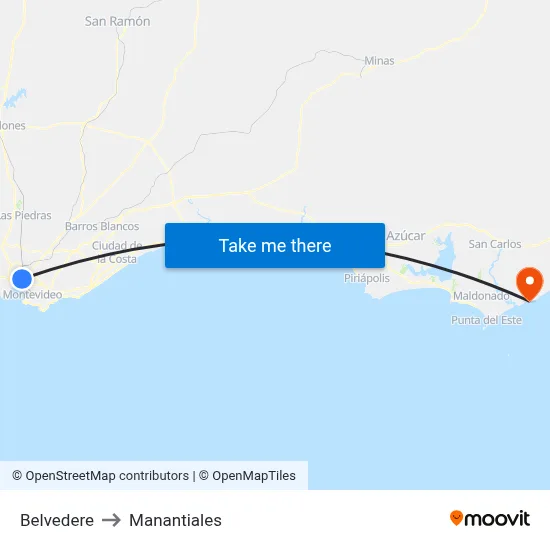 Belvedere to Manantiales map