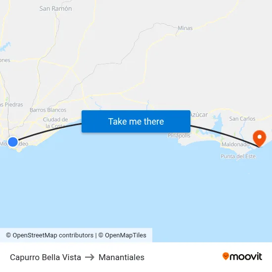 Capurro Bella Vista to Manantiales map