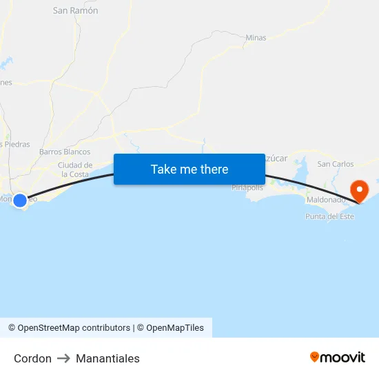 Cordon to Manantiales map