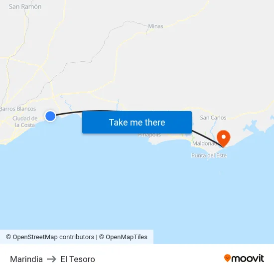 Marindia to El Tesoro map