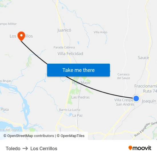 Toledo to Los Cerrillos map