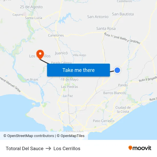 Totoral Del Sauce to Los Cerrillos map